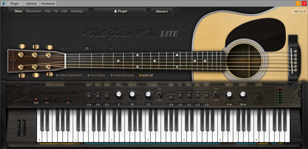 Screenshot of Amply Guitar M II Lite in use